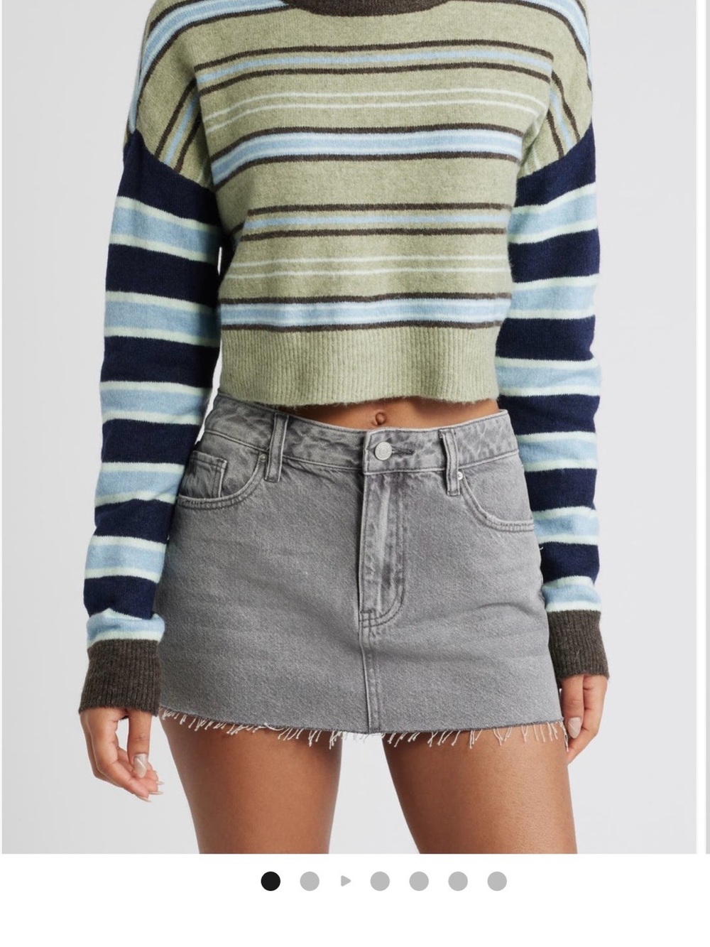 PacSun Striped Crewneck Sweater in Olive, Navy & Light Blue